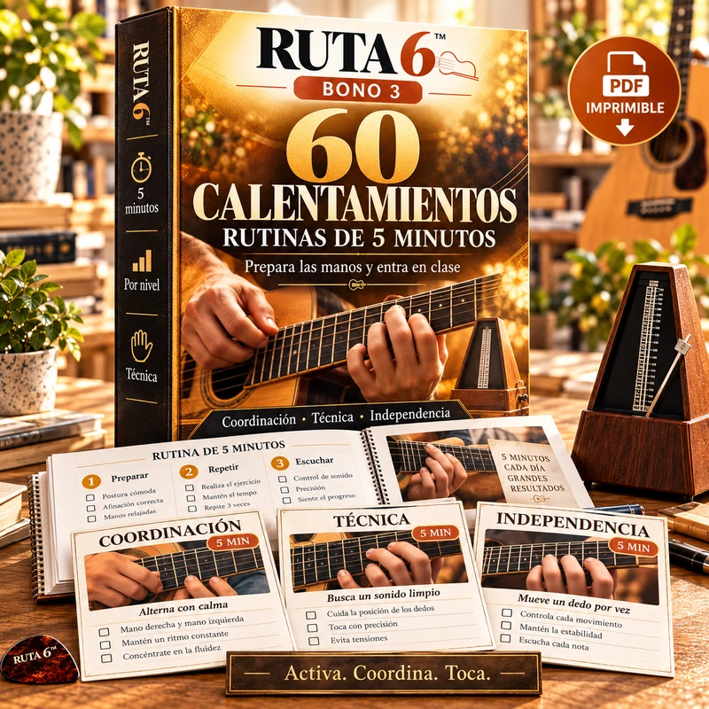 Bono 3 Ruta 6: Banco de 60 calentamientos. Material PDF imprimible.